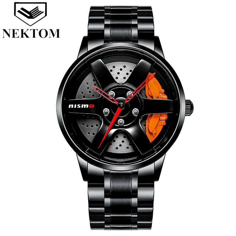 NEKTOM TE-37 Reloj con rueda de coche Reloj de cuarzo para hombre Reloj de pulsera de lujo para hombre Watch189U