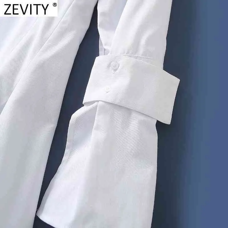 Frauen elegante Falten unregelmäßige weiße Mini-Shirt-Kleid weiblich einfach beiläufige dünne Vestido Chic Business-Kleidung DS4941 210416