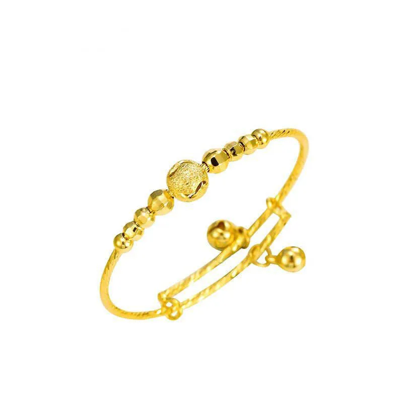 Mxgxfam Glocken-Armreifen und Armbänder für Jungen, Mädchen, Baby-Geschenke, angepasster Modeschmuck, 24 Karat reines Gold, Farbe Q0719321S
