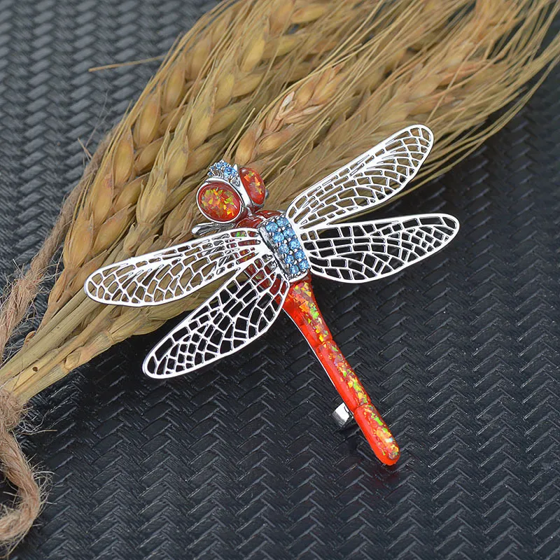 2021 Opala Dragonfly Brooch Pin Casaco Camisola Placa Pingente De Fivela Cachecol Imitação Inseto Homens Mulheres Animais Broches Jóias