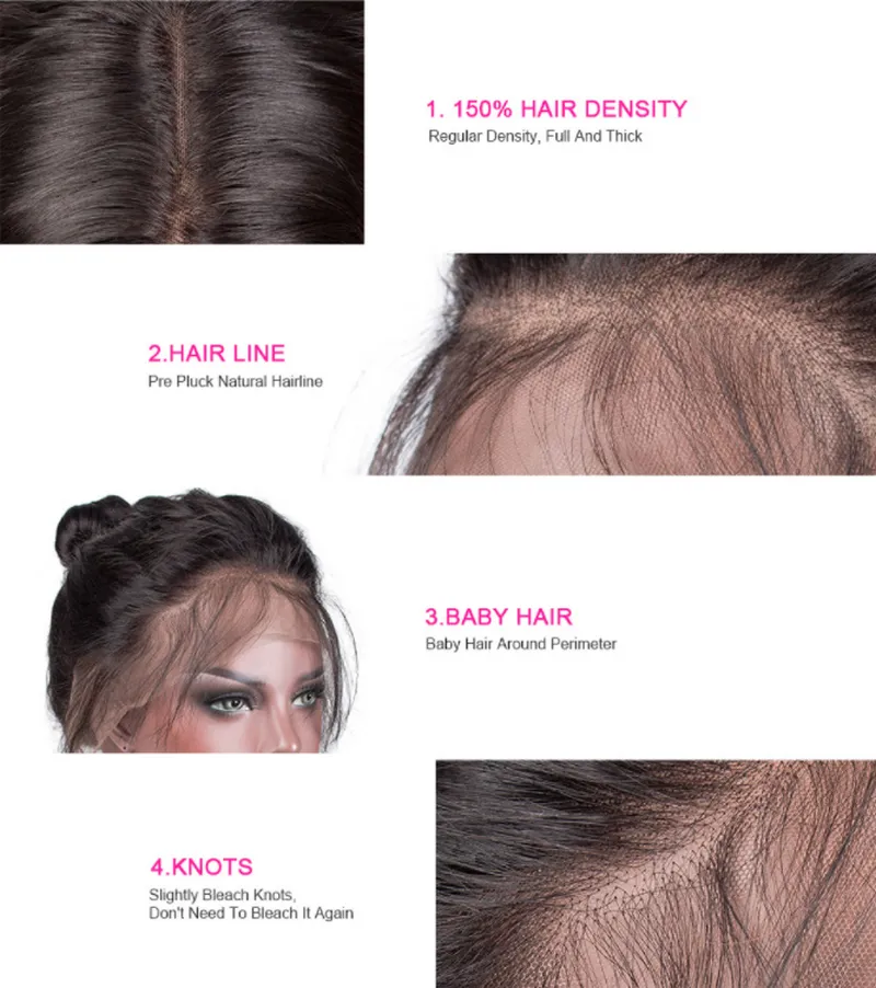 Brazilian Human Hair 13x4 Transparent Lace Frontal Wigs Kinky Straight 180 Density5688189