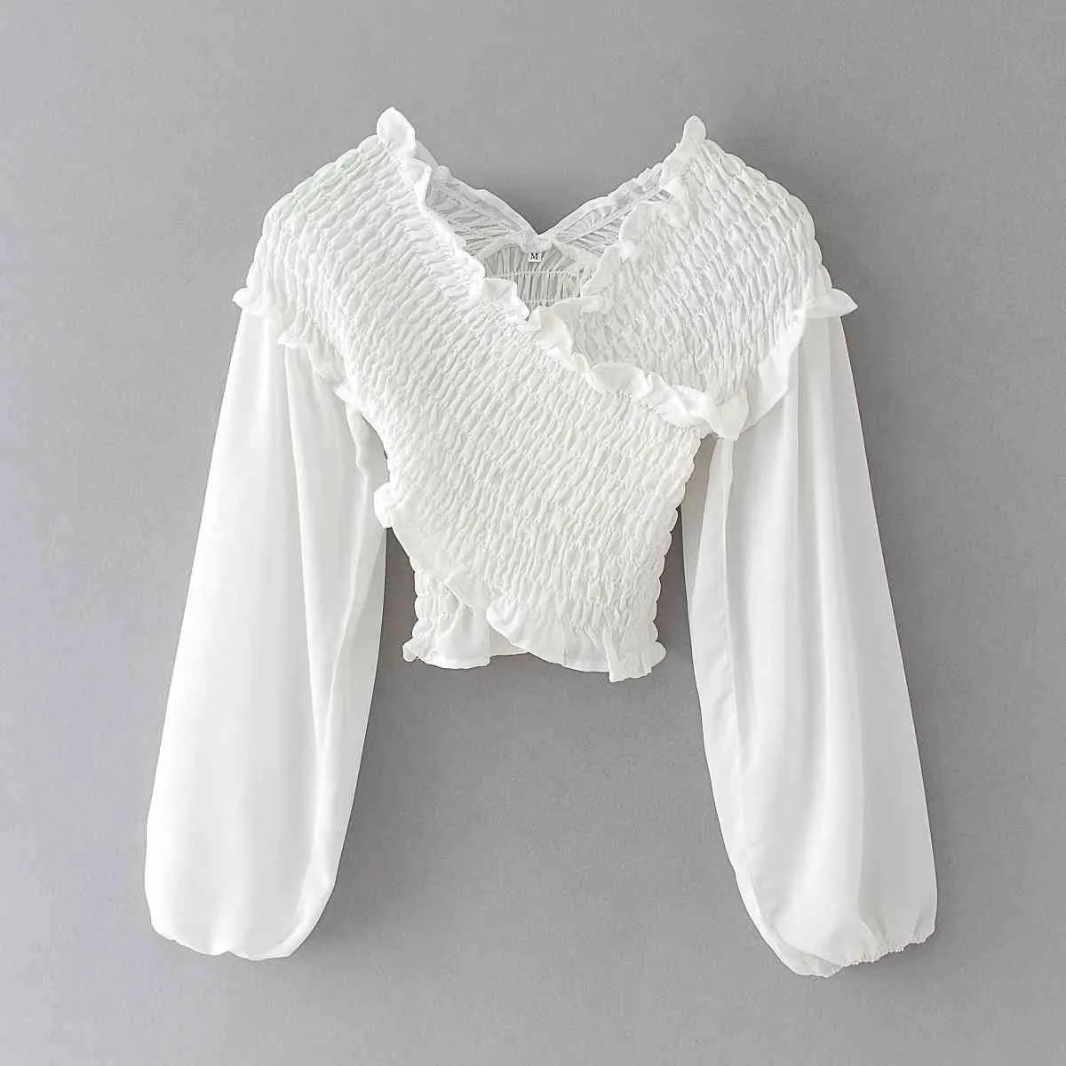 Off ombro branco colheita blusa top mulheres manga longa blusa casual camisa chique senhoras feminina blusa tops outono inverno 210415