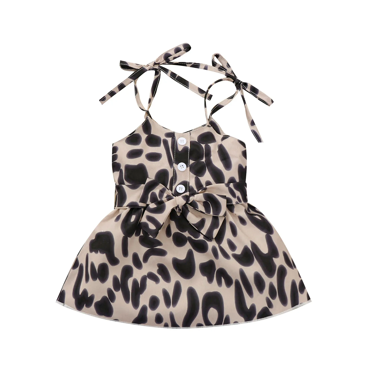 9m-4Y 여름 유아 아이 소녀 Leopard 드레스 어린이 의상을위한 민소매 활 Tutu 210515
