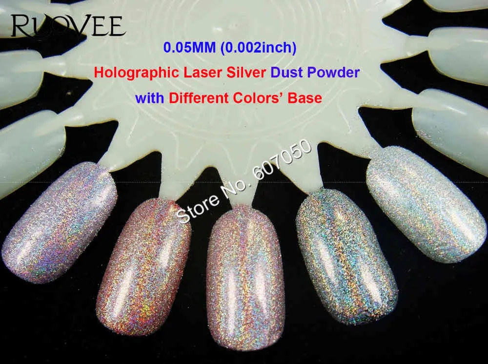 0.05MM 002 Laser Holographique Argent Poudre De Poussière Cosmétique Brillante pour Vernis À Ongles Art Glitter Artisanat décoration