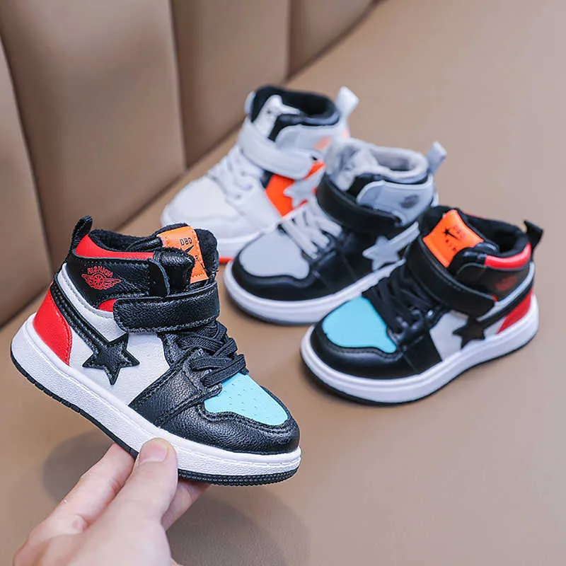 Children's Sneakers Kids Shoes Winter Boys Tennis Running Shoes Classic Star Stripes Warm Sports Shoes Girls Trainers 1-7 Years G1025