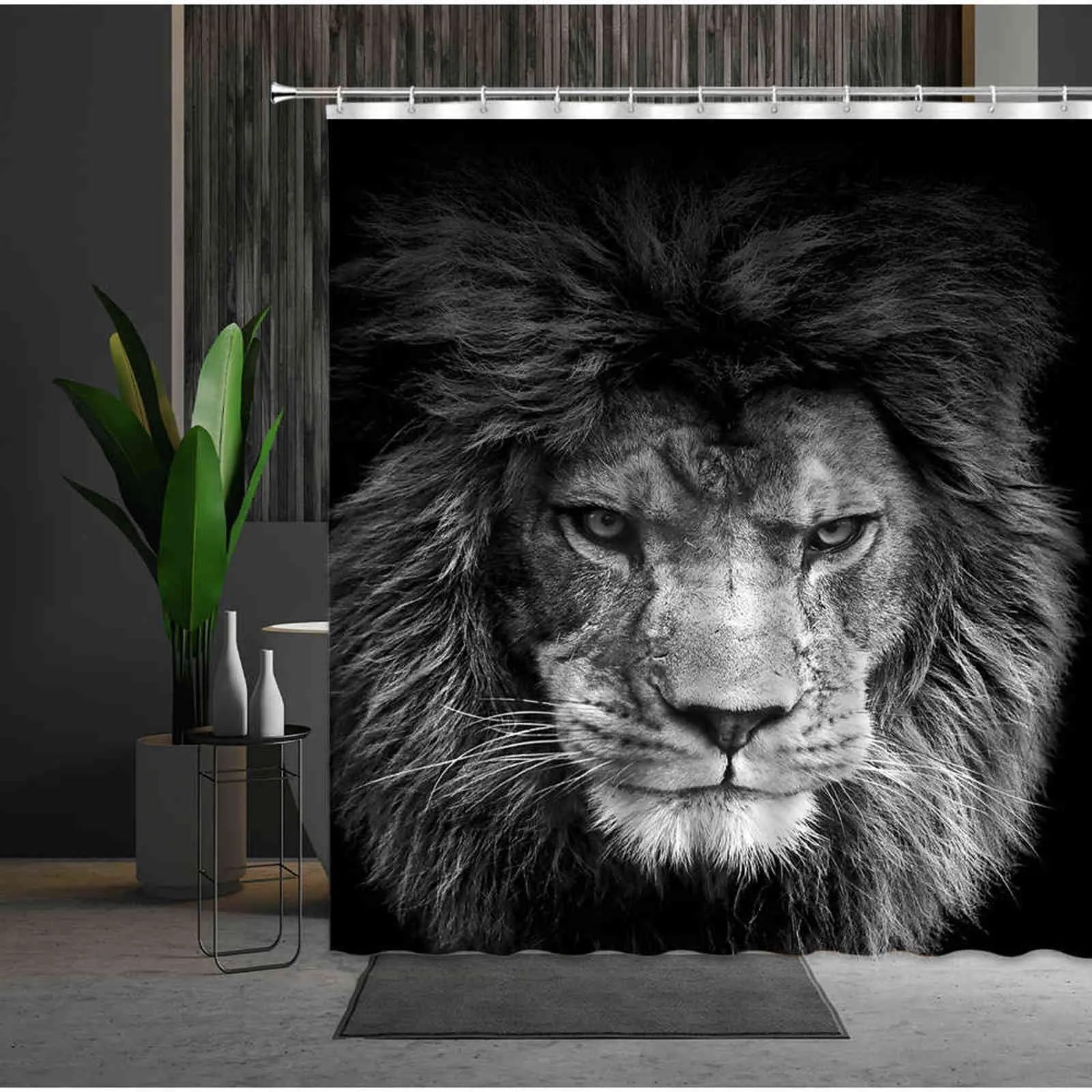 Dzikie Zwierzęta Zasłony Kąpielowe Ferocious Lion Afryki Lampart Łazienka Dekoracyjne Zasłony Prysznicowe Wanna Dekoracja Wiele rozmiar 211116