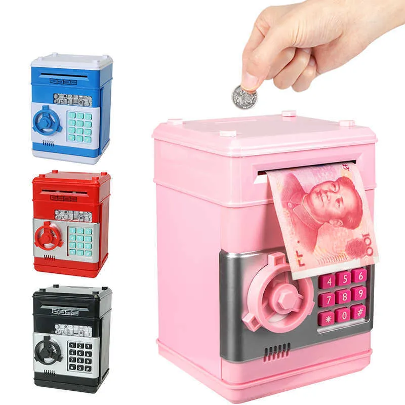 Elektronische Piggy Bank ATM -wachtwoord Money Box Cash Coins Saving Box ATM Bank Safe Box Automatic Deposit Kerstcadeau X0756666529