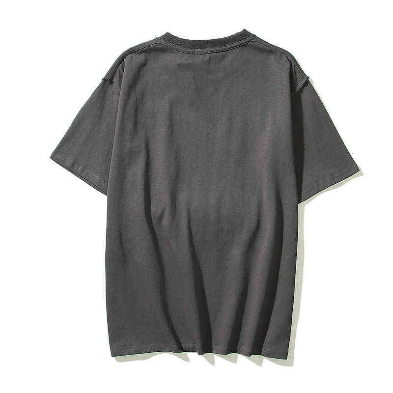 Camisas masculinas retrô de manga curta com estampa de cachorro Harajuku Hip Hop de algodão superdimensionado Casal Camisetas de gola redonda soltas Camisetas casuais G1217