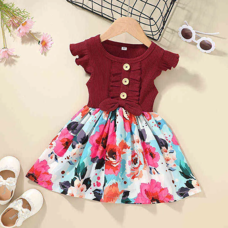 Abbigliamento bambini New Summer Girls 'A-line Gonne Ins Style Flying Sleeve Gonna floreale tutto-fiammifero moda casual G1215