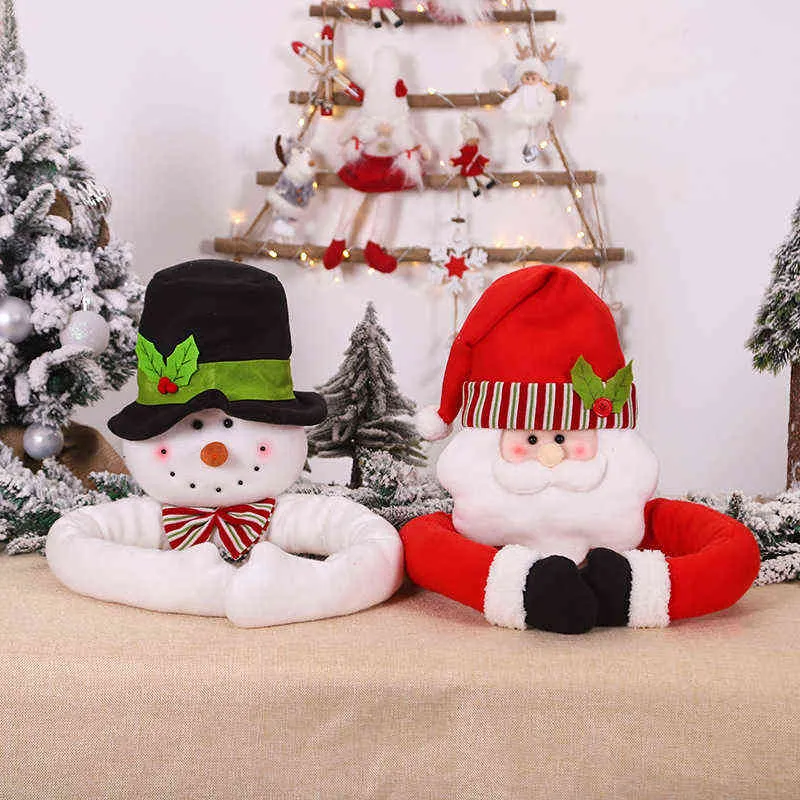 105cm Santa Claus câlins l'arbre poupée bonhomme de neige ornement d'arbre de Noël décoration festive atmosphère tissu Noël mignon pendentif décor 211104