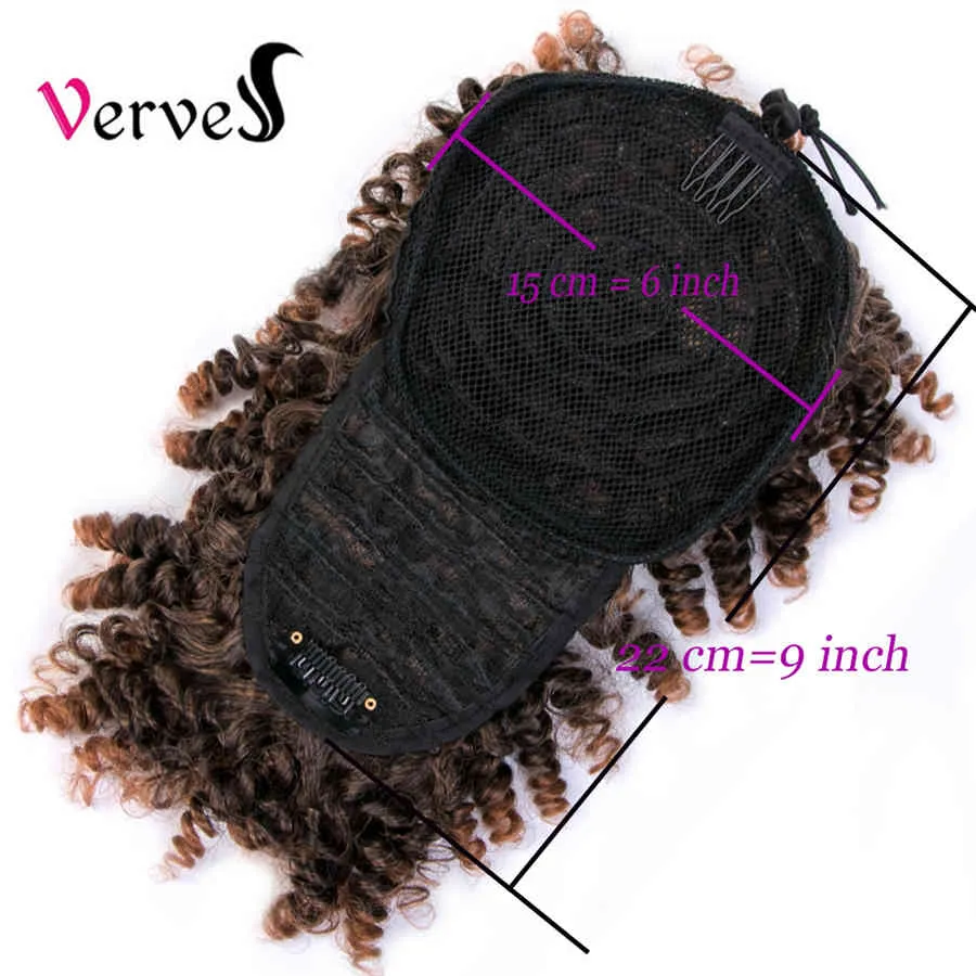 High Puff Kinky Curly Synthetic with Bangs Ponytail Hair Extension Drawstring Short Afro Pony Tail Clip in1822