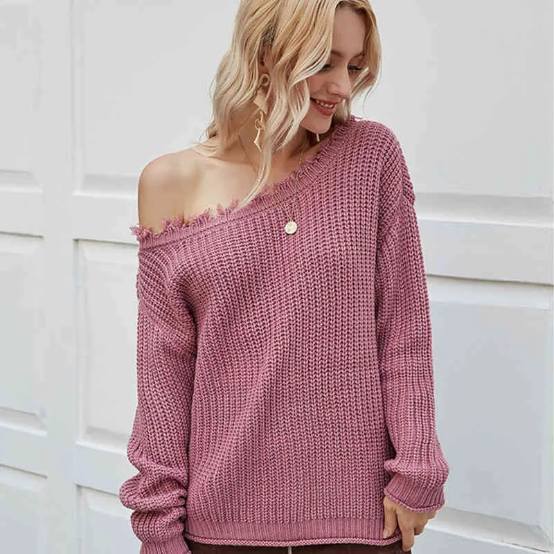 Foridol solid pink pullovers sweater female casual plus size oversized soft sweater women autumn winter knited christmas jumper 210415