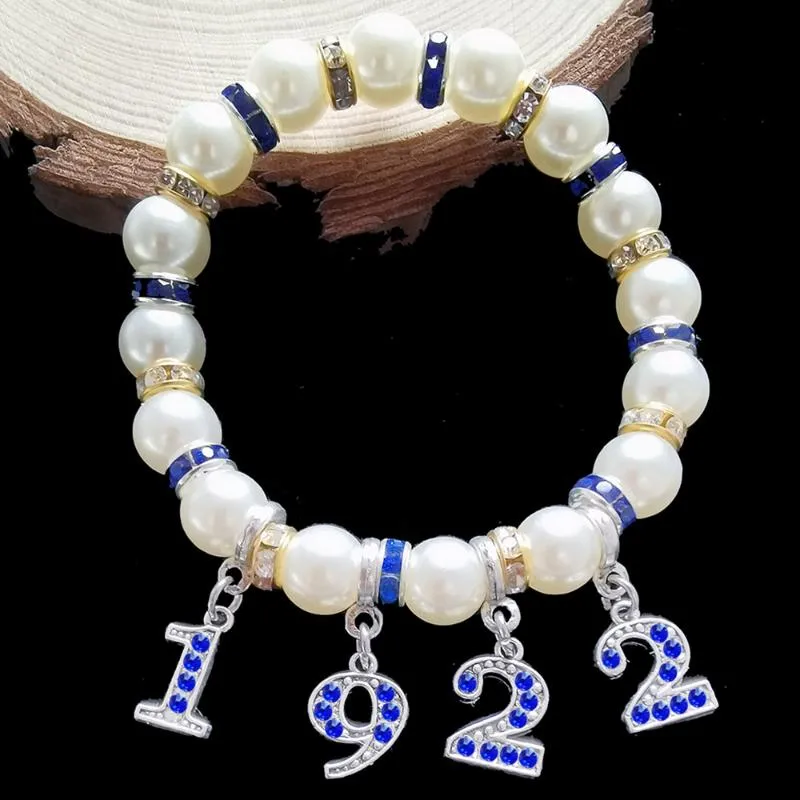 Fios frisados irmandade número grego 1922 1920 1913diy charme estiramento pulseira jóias acessórios260y