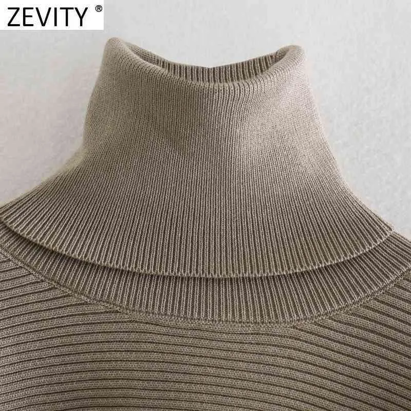 Женщины High Street Turtleneck воротник сплошной свободный вязальный свитер Женский с длинным рукавом шикарный пуловеры осенние Wrap Tops S484 210420