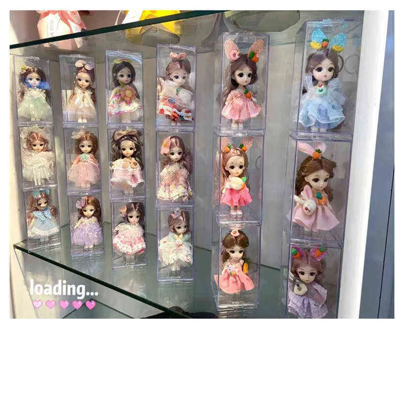 Nouveau PVC Boîte 16cm Bjd Poupée 13 Joints Mignon Poupée 3D Yeux Bruns Mode Jour De Noël Poupée Enfants DIY Jouet Fille Cadeau D'anniversaire H1108