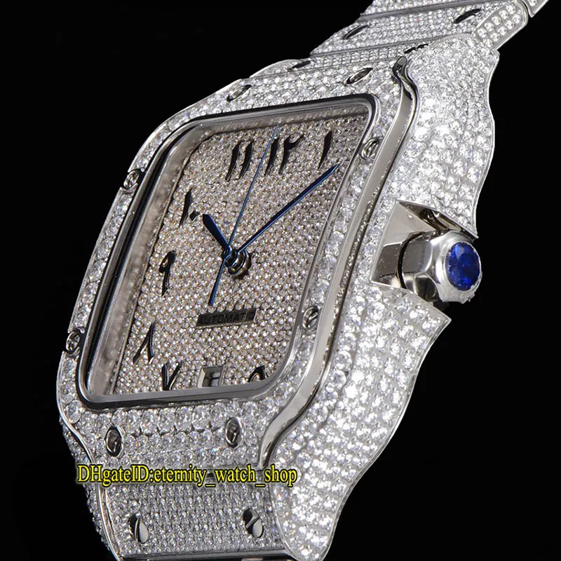 2022 TWF 20006 Paved Diamonds ETA A2824 Automatisch herenhorloge Volledig Iced Out Diamond Two Tone Gold Arabische wijzerplaat Snelschakelaar Staal B304u