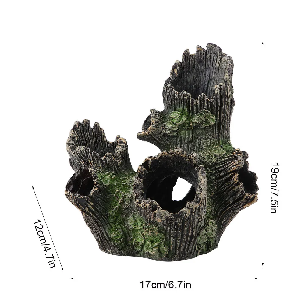 Acquario Driftwood Decorazione Tronco d'albero in resina artificiale ornamenti acquari Rifugio di gamberetti in cristallo Allevamento di case da gioco