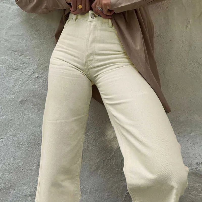JMPRS Vintage Braune Frauen Jeans Streetwear Hohe Taille Klassische Breite Denim Hosen Kausal Harajuku Herbst Damen Hosen 210720