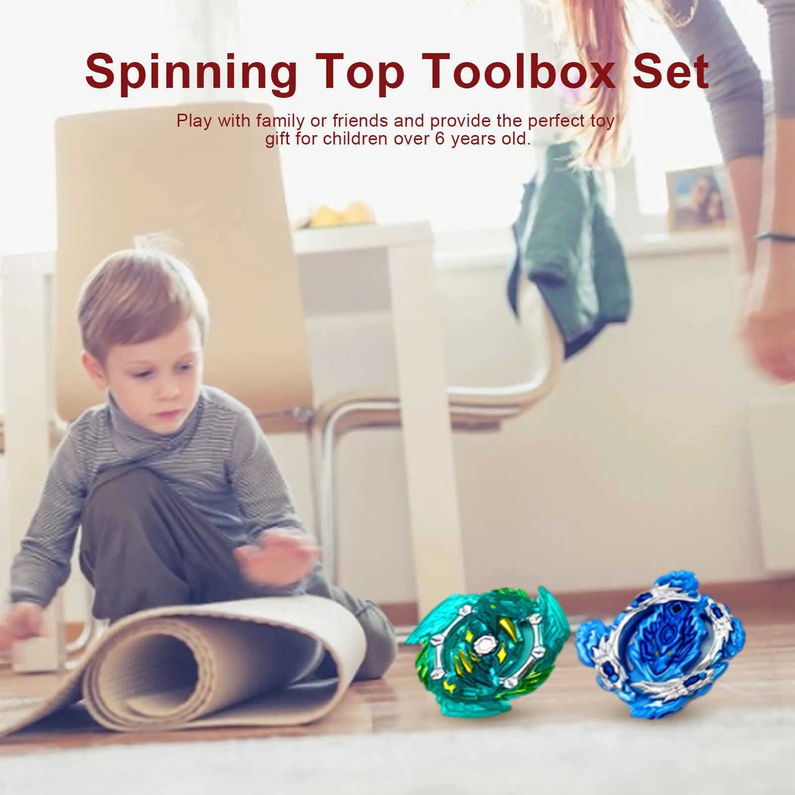 Toolbox Set Limit Version Spinning Top with Sparking Launcher Handle Receiving Stroage Box For Child Gift