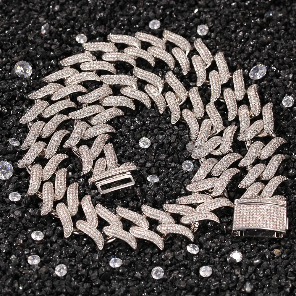 Mrożone ciernia kubańska łańcuch linków srebrne złote łańcuchy Naszyjnik punkowy rock moda biżuteria Hip Hop biżuteria 20 mm 18 cali 243L