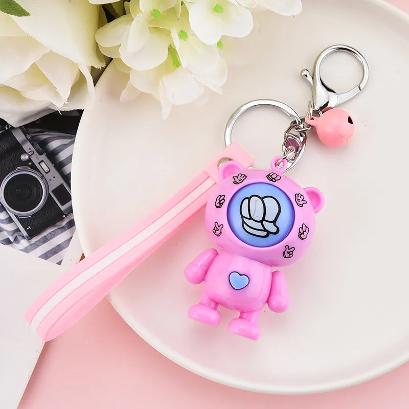 Bear Design Keychains Mora Device Key Ring Chains Holder Rock Paper Scissors Finger Guessing Spela spelleksaker Animal Pendant Bag Cha262b