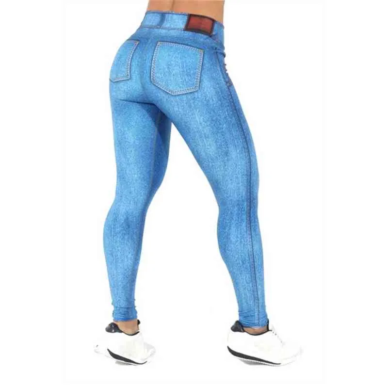 Женщины леггинсы худые протягивания брюки брюки штаны джинсовые печать звезды дизайн брюки повседневные весенние летние джеггинсы не джинсы 211215