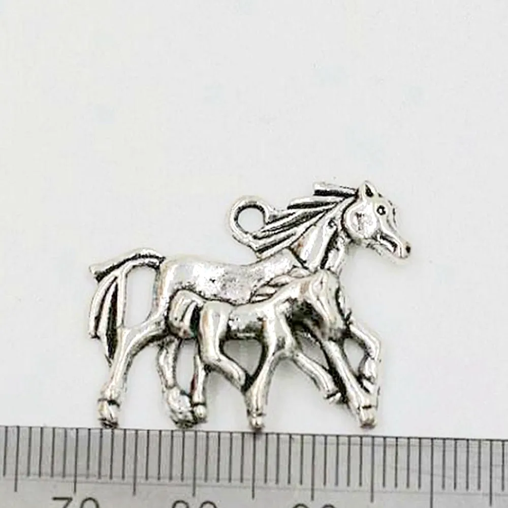 Breloques de cheval mixtes en alliage d'argent Antique, pendentifs pour la fabrication de bijoux, collier, accessoires de bricolage, 65 pièces, 2223