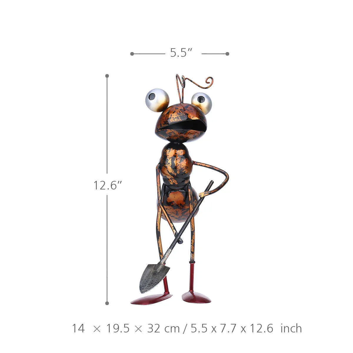 Tooarts 13 calowe mrówki rzeźba żelaza kreskówka mrówka z wymiennym wiadrem ogród lub biurko wystrój sukurentny garnek biuzerski magazyn 210811