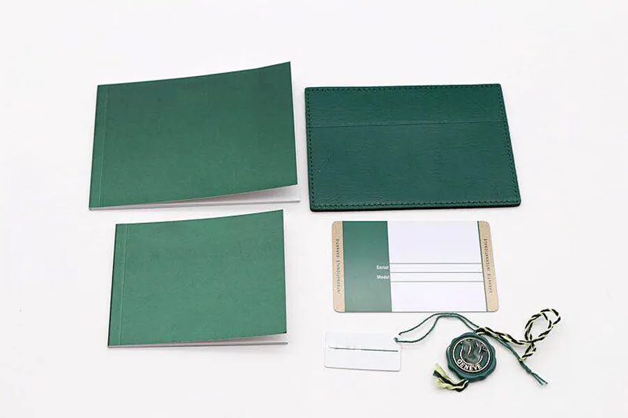 Il regalo originale di scatole di legno verdi può essere personalizzato modello numero di serie piccola etichetta anti-contraffazione brochure scatola di orologi fil262o