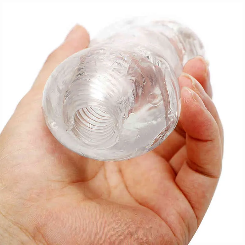 NXY Sex Masturbators Olo Transparents Penis Exercise Male Masturbator Adult Products Soft Jelly Tpe Shop Toys for Men 220127