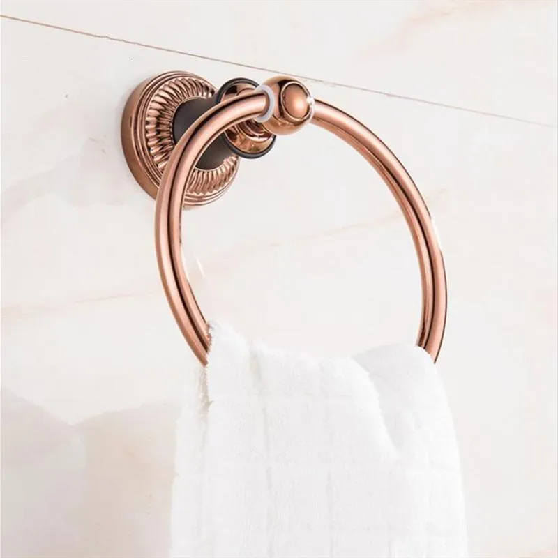 Anello portasciugamani in acciaio inossidabile oro rosa oro appeso rotondo semplice europeo accessori da bagno Anelli290F