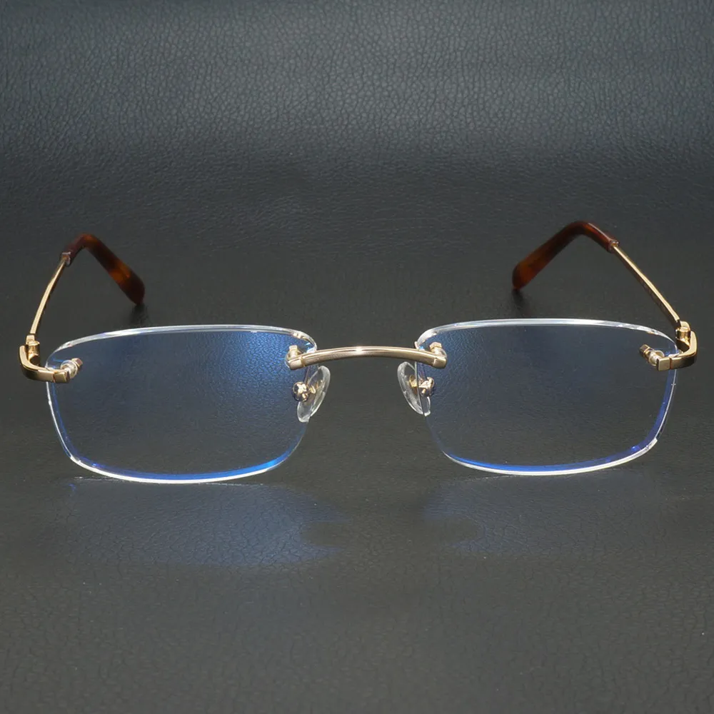 Metalen Vierkante Heldere Brilmonturen voor Mannen Vrouwen Randloze retros Optische Frame Bril Brillen Computer 9011 RECC2326437