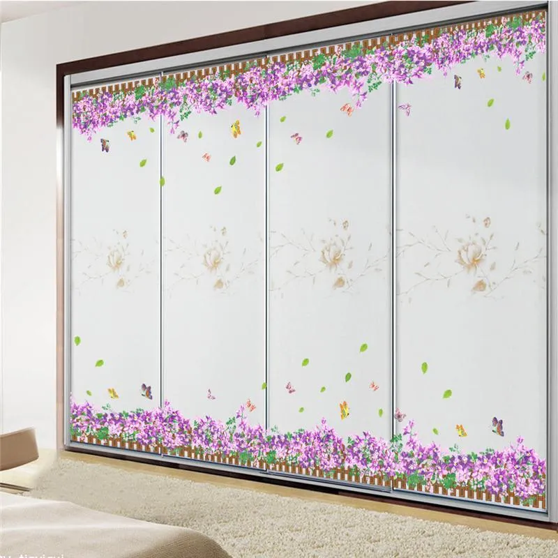 113 * 36cm fleurs fantastiques papillon plinthe stickers muraux maison autocollants décoratifs fête de mariage salon chambre art mural 050. 210420