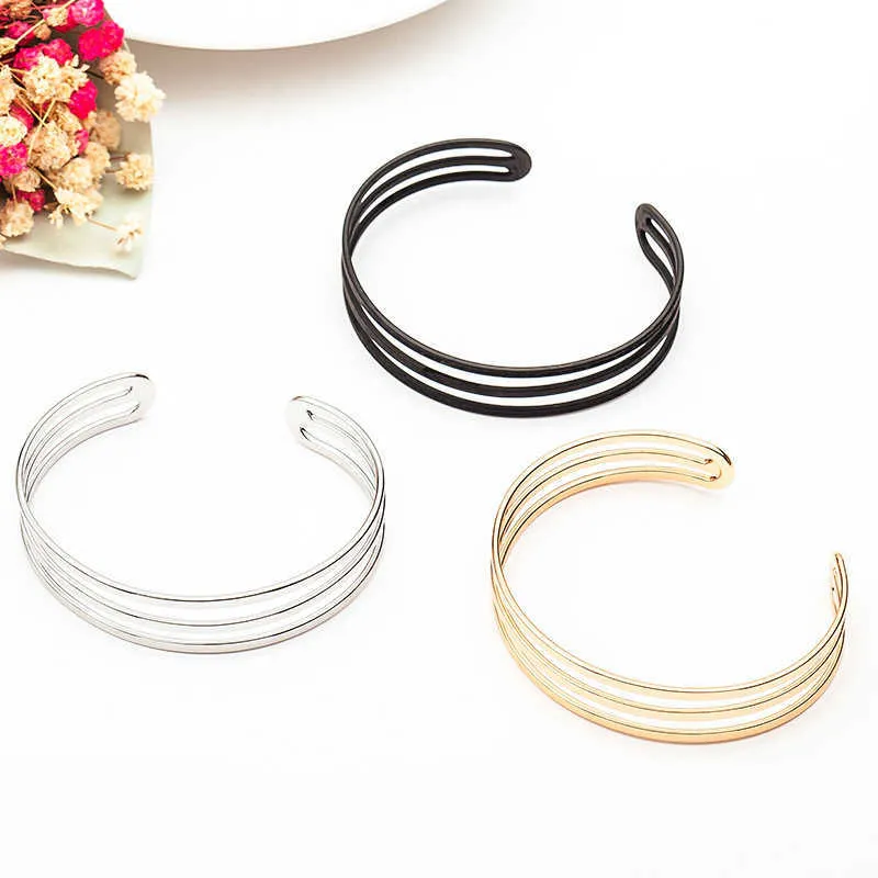 Isinyee Fashion Arm Cuff Open Bangles Bracelets Manchette for Women Gold Silver Plated Statement Jewelry Gifts Wholesale Q0719