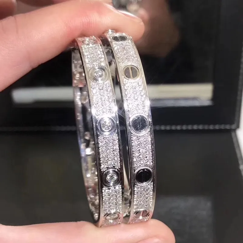 Highend 925 Sterling Silver 3 Layer Full Zircon Armband For Women Trendy Brand Eternal Love Bangle With Screwdriver5434968