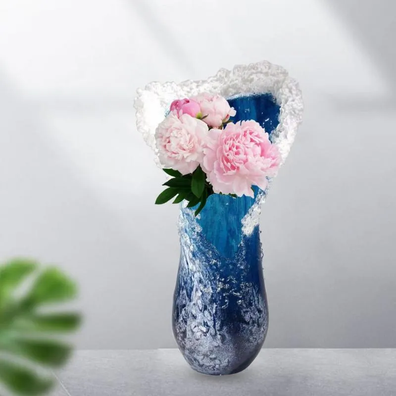Vasen, majestätische gewellte Vase, Kunstharz, Desktop-Blumentopf, Creactive Home, Café, Dekoration, 326 V