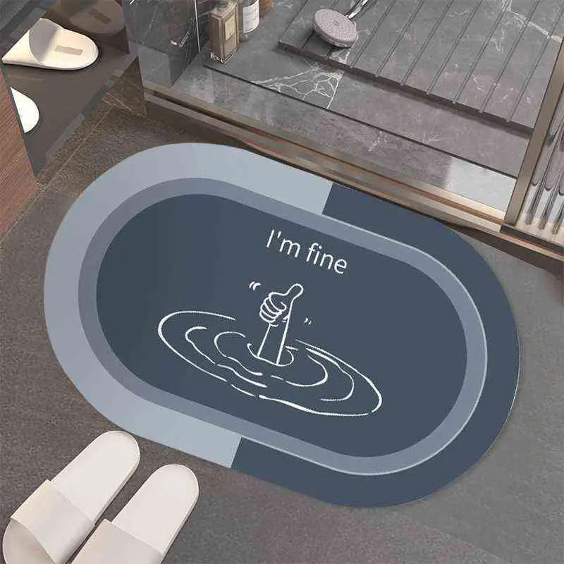 Bath Mat Super Absorbent Rugs Anti-slip Bathroom Mats Rubber Doormat Napa Skin tapis de bain Easy To Clean Kitchen Pad 211109