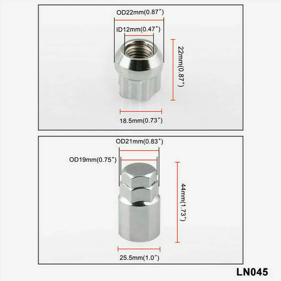 4 pièces antivol M12 X 1.5 écrous de roue de voiture en acier chromé serrure à vis avec clé