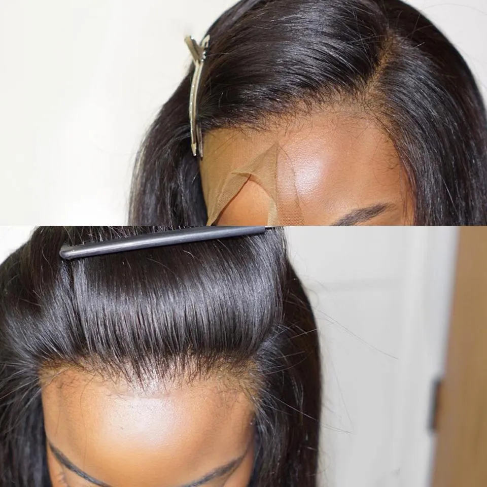 Полные парики из натуральных волос на шнуровке для женщин, бразильские прямые волосы Remy 1, 2, 4, предварительно выщипанные отбеленные узлы, Glueless1988294