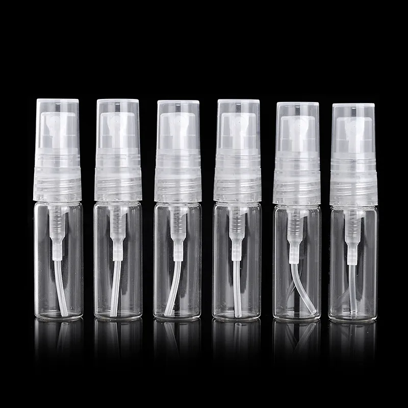 2ml 3ml 5ml 10ml Transparent Glass Mini Spray Perfume Bottle Refillable Sample Empty Vials Non-toxic Dropship
