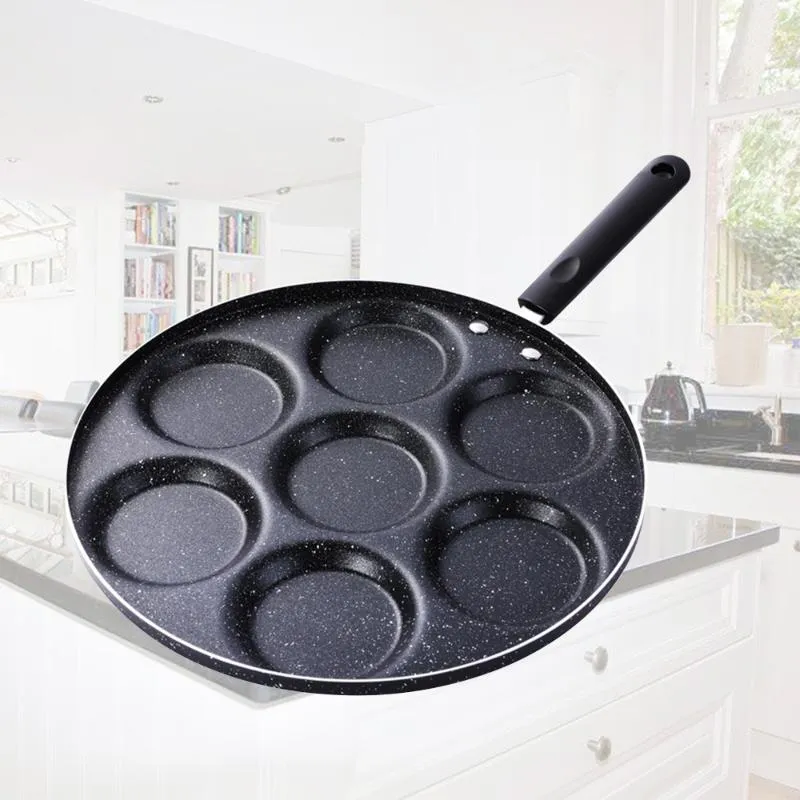 Panelas 7 buracos frigideira resistente ao calor resistente ao calor ovo panqueca bife pan cozinhar presunto fabricante de café da manhã acessórios de cozinha288y