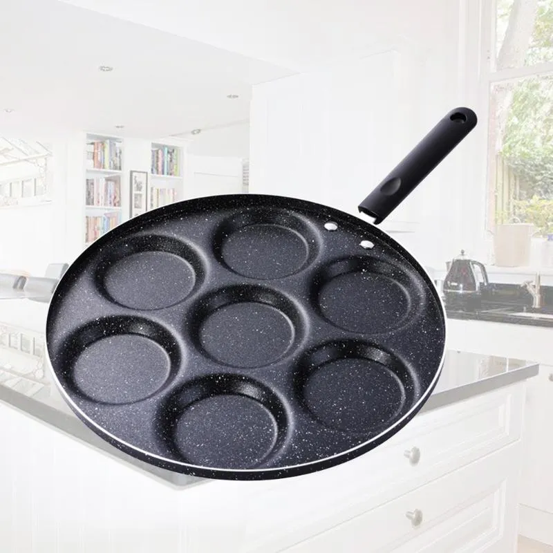 Pannor 7 hål stekkruka slitsträckt värmebeständig äggpannkaka biffpanna matlagning skinka frukost maker kök accessoarer220p