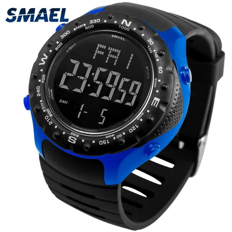 Męskie zegarki wojskowe 50m Waterproof Relogio Smael Black zegary Big Men Sport 1342 LED Digital WRSIT zegarek zegarek na rękę 228J