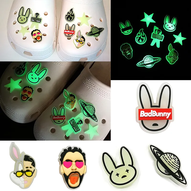 Bunny Glow In The Dark krokodillenleer Schoenbedels Lichtgevende decoratiegesp voor accessoires voor klompschoenen