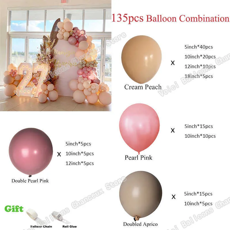 doublé Aprico perle rose ballons guirlande Kit décoration de mariage crème pêche couleur arc bébé douche fête d'anniversaire décor X273p