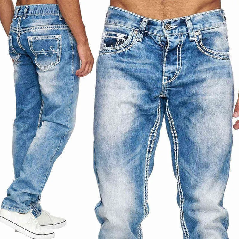 Модные джинсы мужские с высокой талией узкие мужские джинсовые брюки-бойфренды весна осень прямые байкерские черные синие брюки Жан 220118