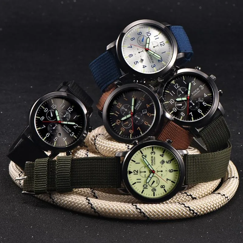 Relojes de pulsera Relojes del ejército ruso Hombres XI Luminoso Nylon Reloj Fecha Calendario Casual Cuarzo Relogio Masculino Montre Homme Militaire2371