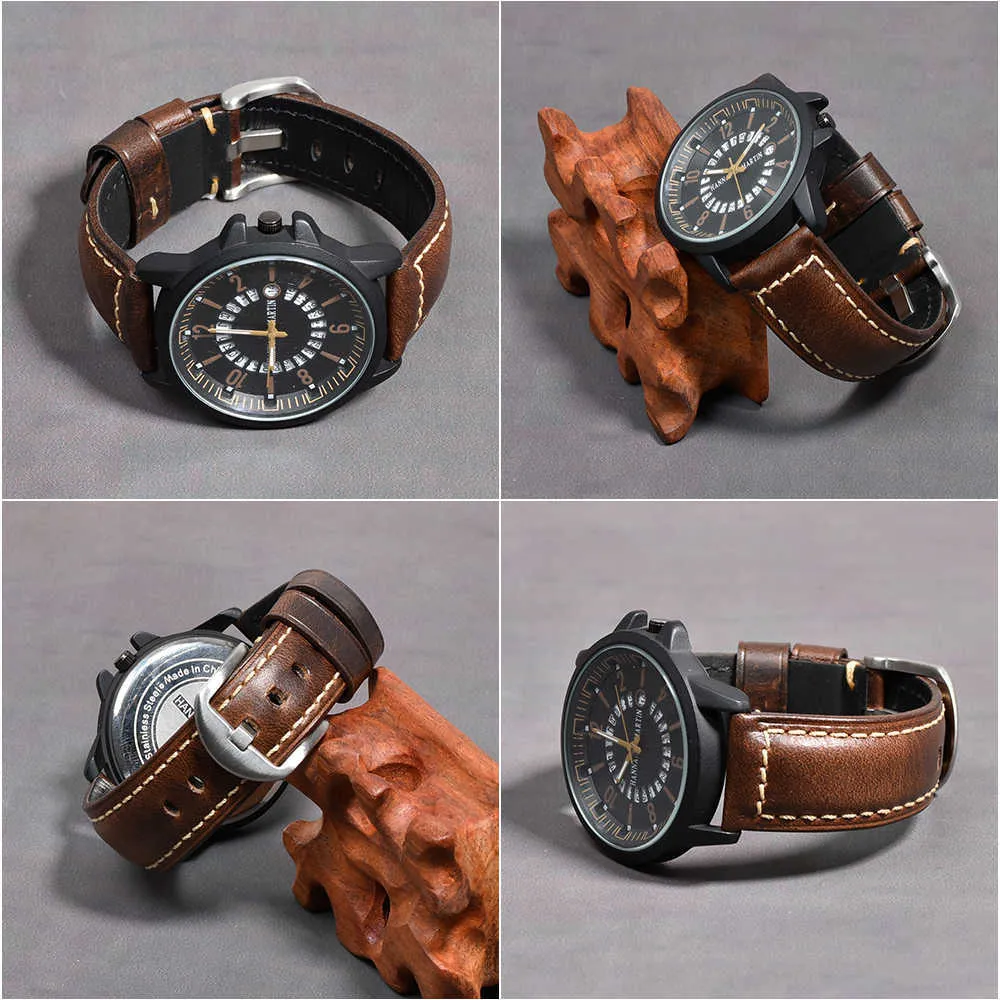 Beafiry mode huile cire bracelet de montre en cuir véritable 19mm 20mm 21mm 22mm 23mm 24mm bracelets de montre bracelets de montre ceinture marron bleu noir H09280v