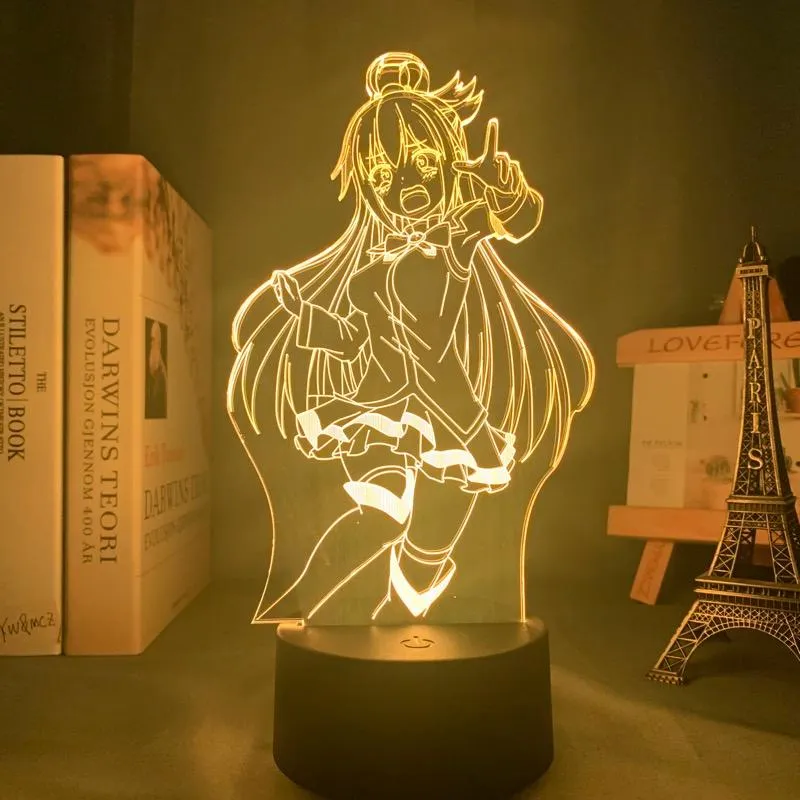 Nattljus Konosuba LED Light Aqua Lamp för sovrumsdekor födelsedagspresent 3D anime278b