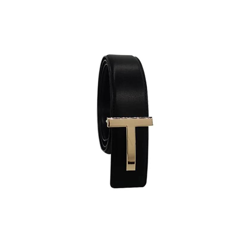Fashion 3 8cm Wide Metal Letter T Gold Buckle Thin Belt Wild Women Leather Waistband TK Belts280J